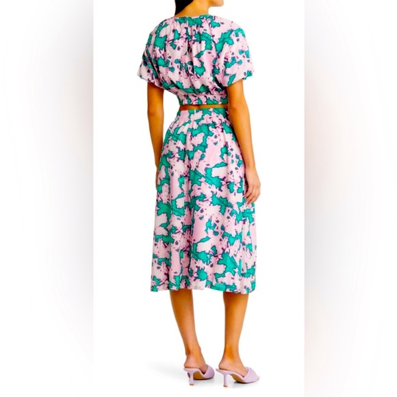 NWOT Chelsea28 Dress Puff Sleeve Side Cut-Out Organic Cotton Blend - Picture 2 of 14